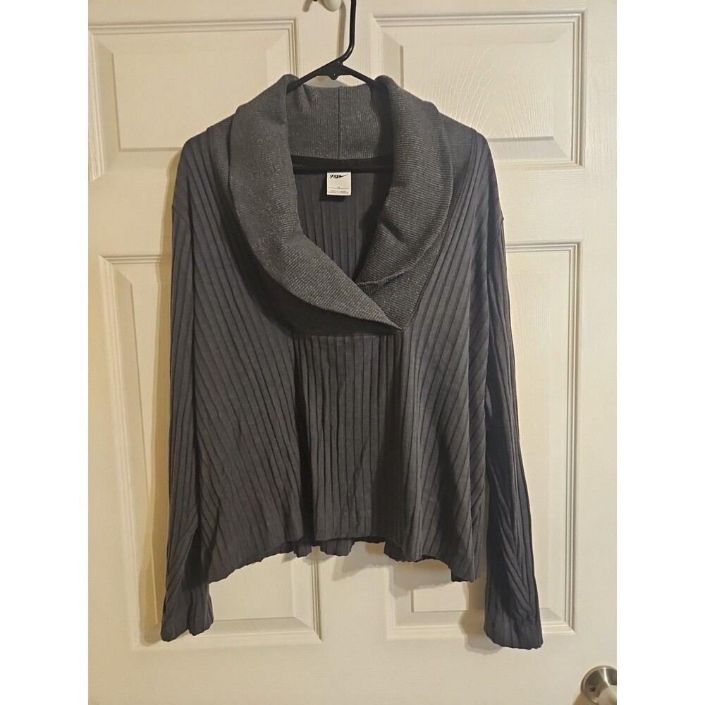 Nike Yoga Sweater Women's Size 2X Luxe Ribbed Cover-Up Gray Long Sleeve